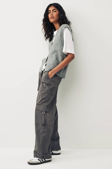 ONLY Grey Parachute Cargo Trousers