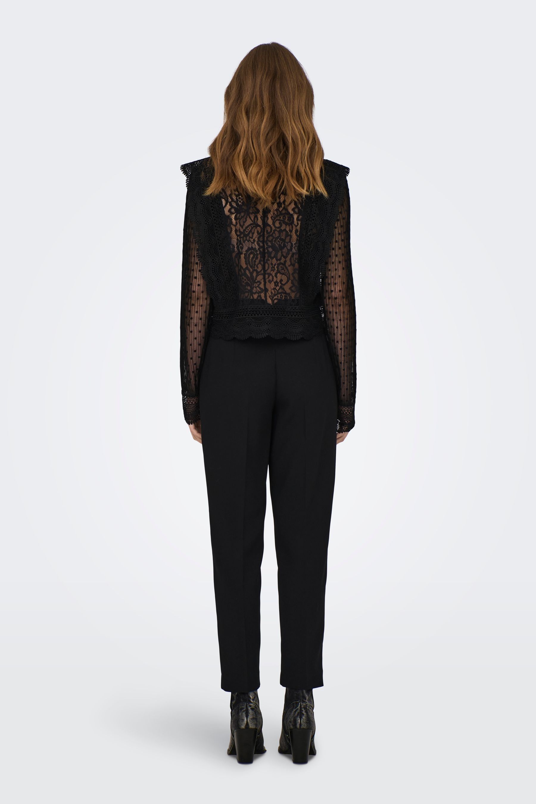 Lace top mesh blouse