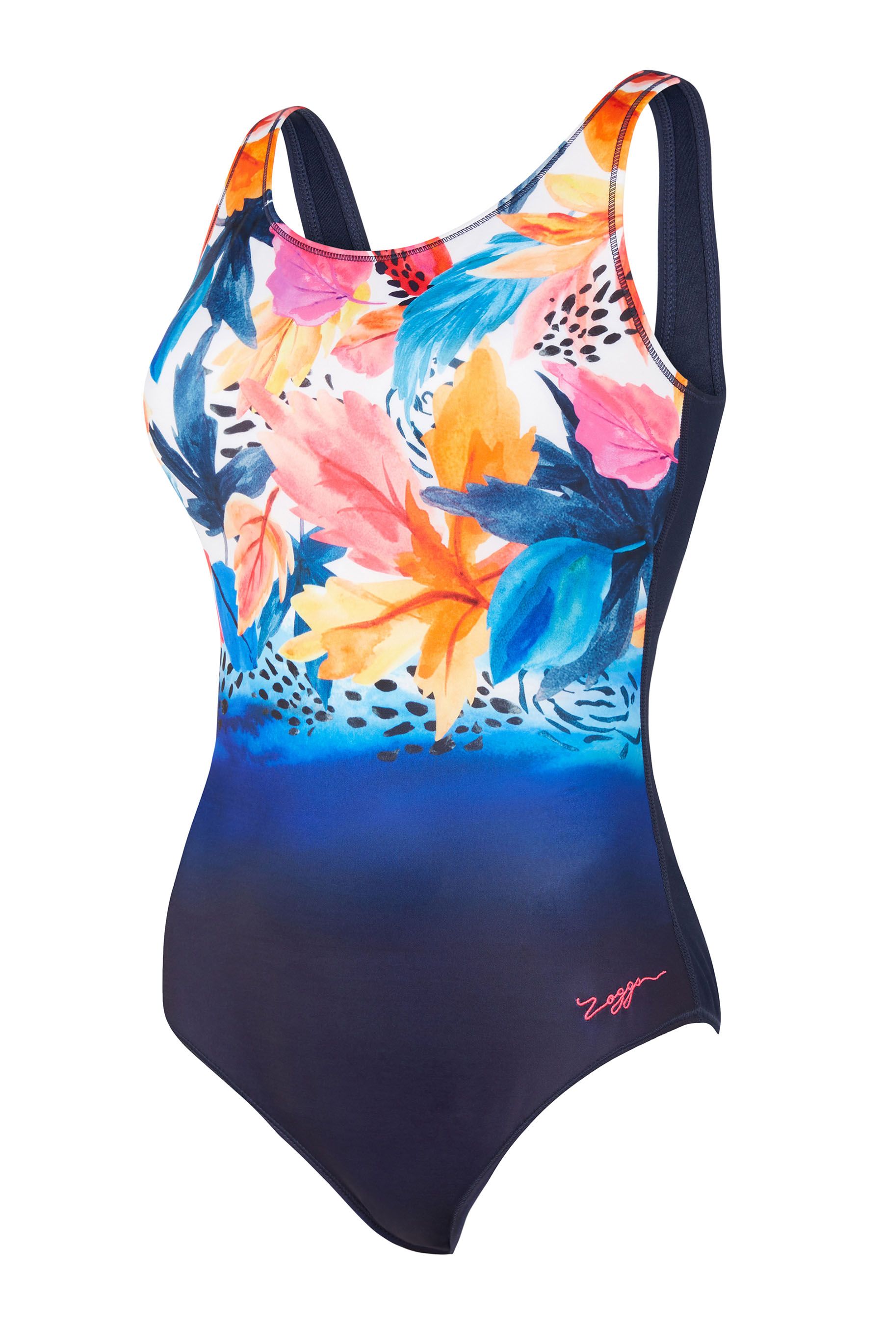 Zoggs Blue Scoopback Swimming Costume Eco Fabric One Piece Swimsuit