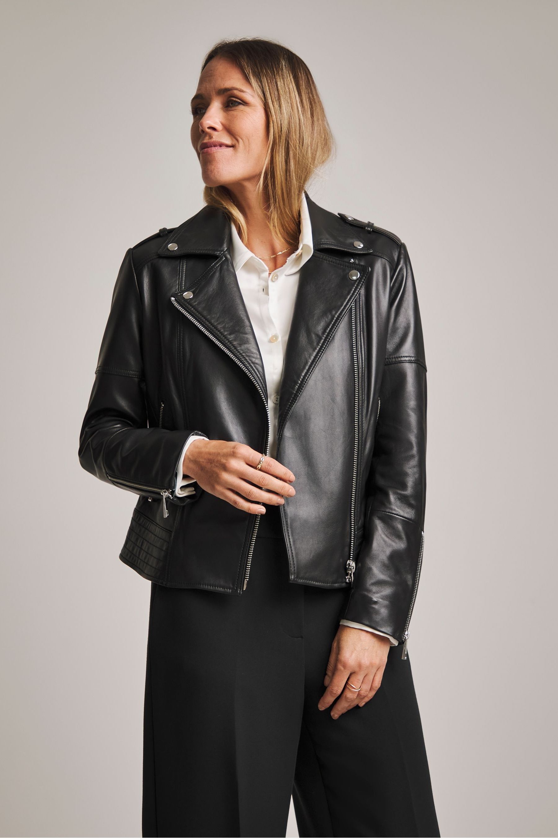 Buy Anthology By JD Williams Black Leather Biker Jacket from the
