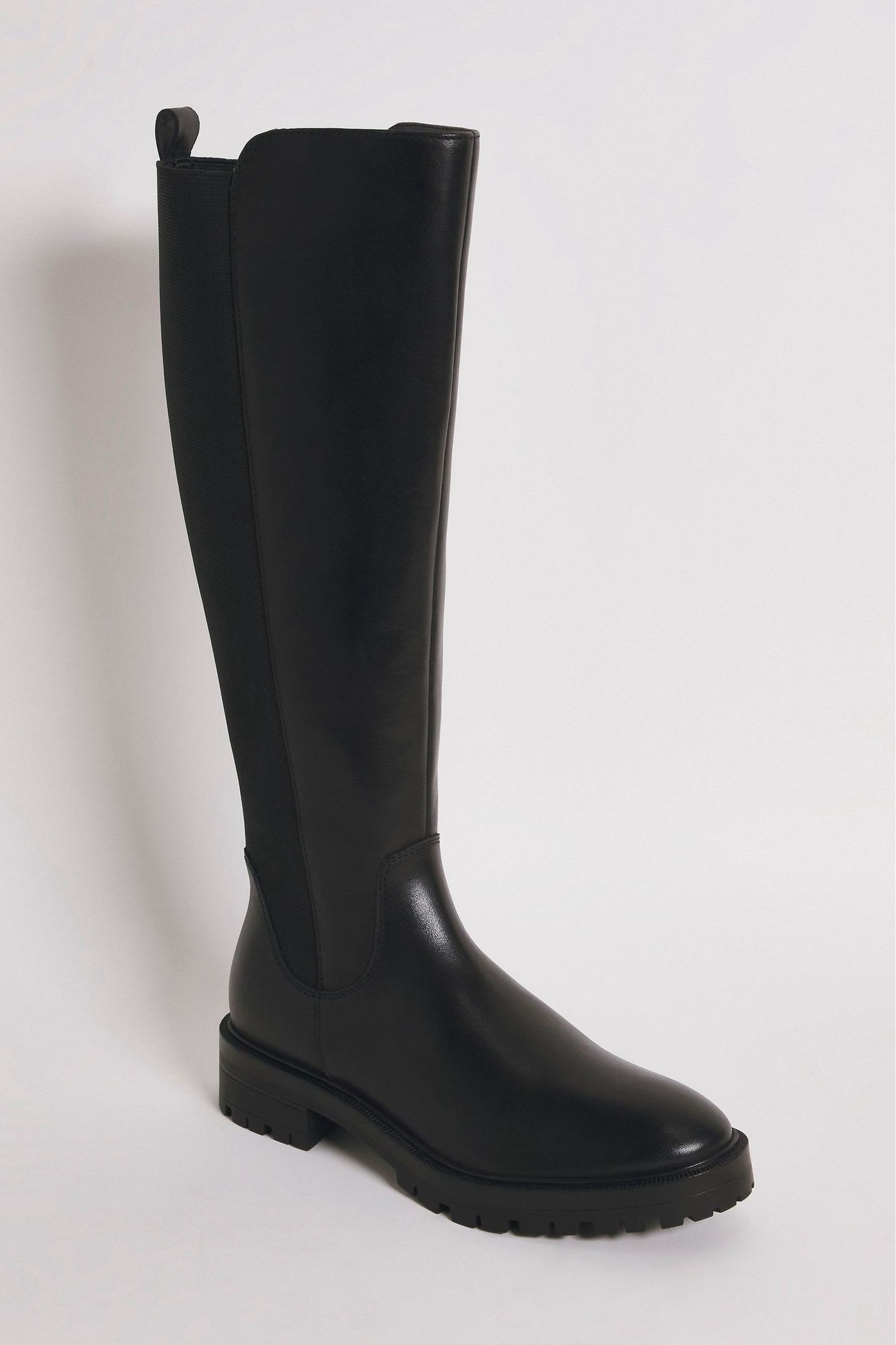 Simply Be Classic Stretch Back Knee High Boots in Wide Fit