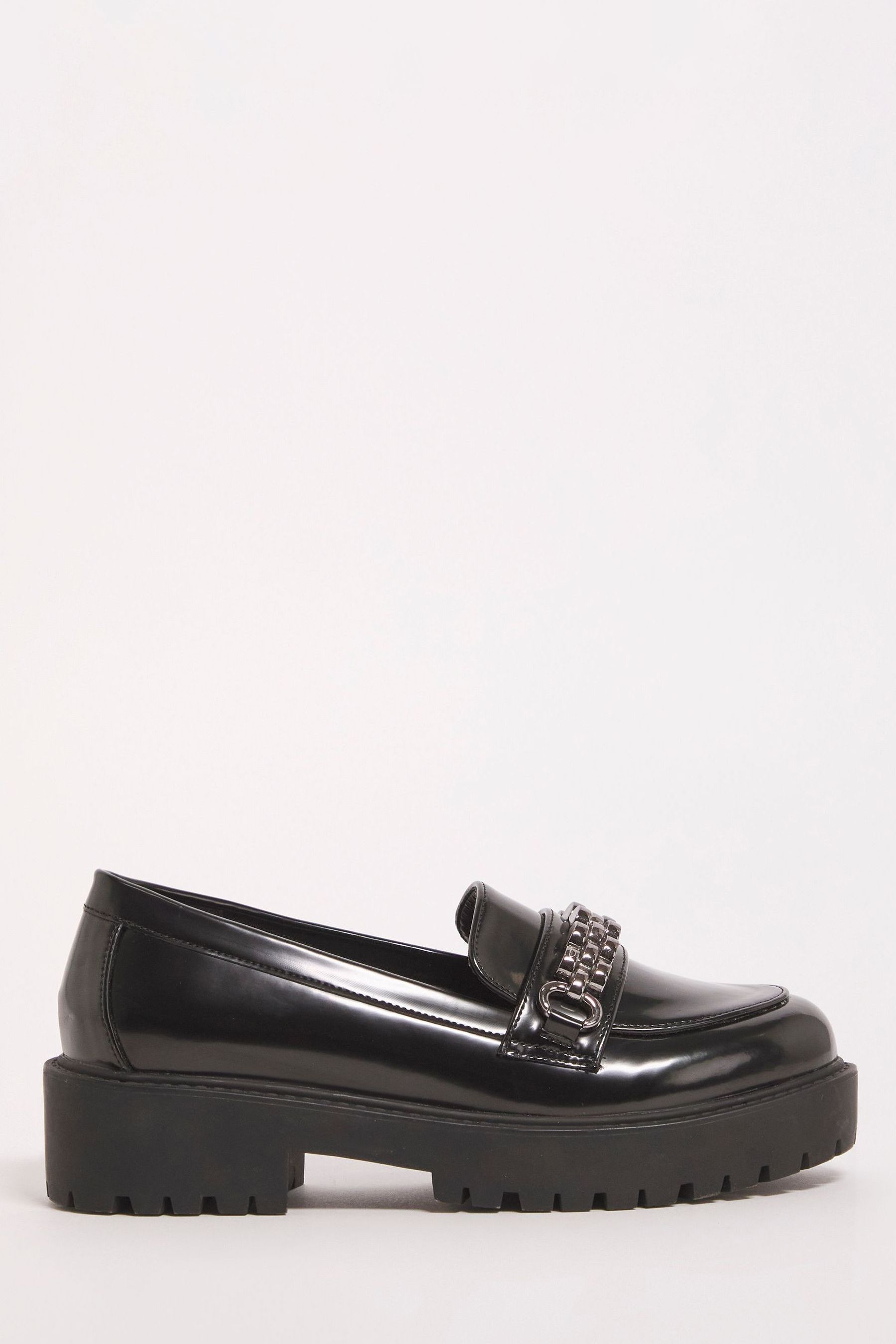 Buy Simply Be Black Hardware Trim Loafers in Wide Fit from the