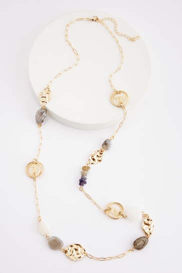 Blue/Gold Tone Long Necklace