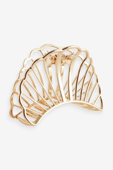 Gold Tone Shell Outline Hair Claw