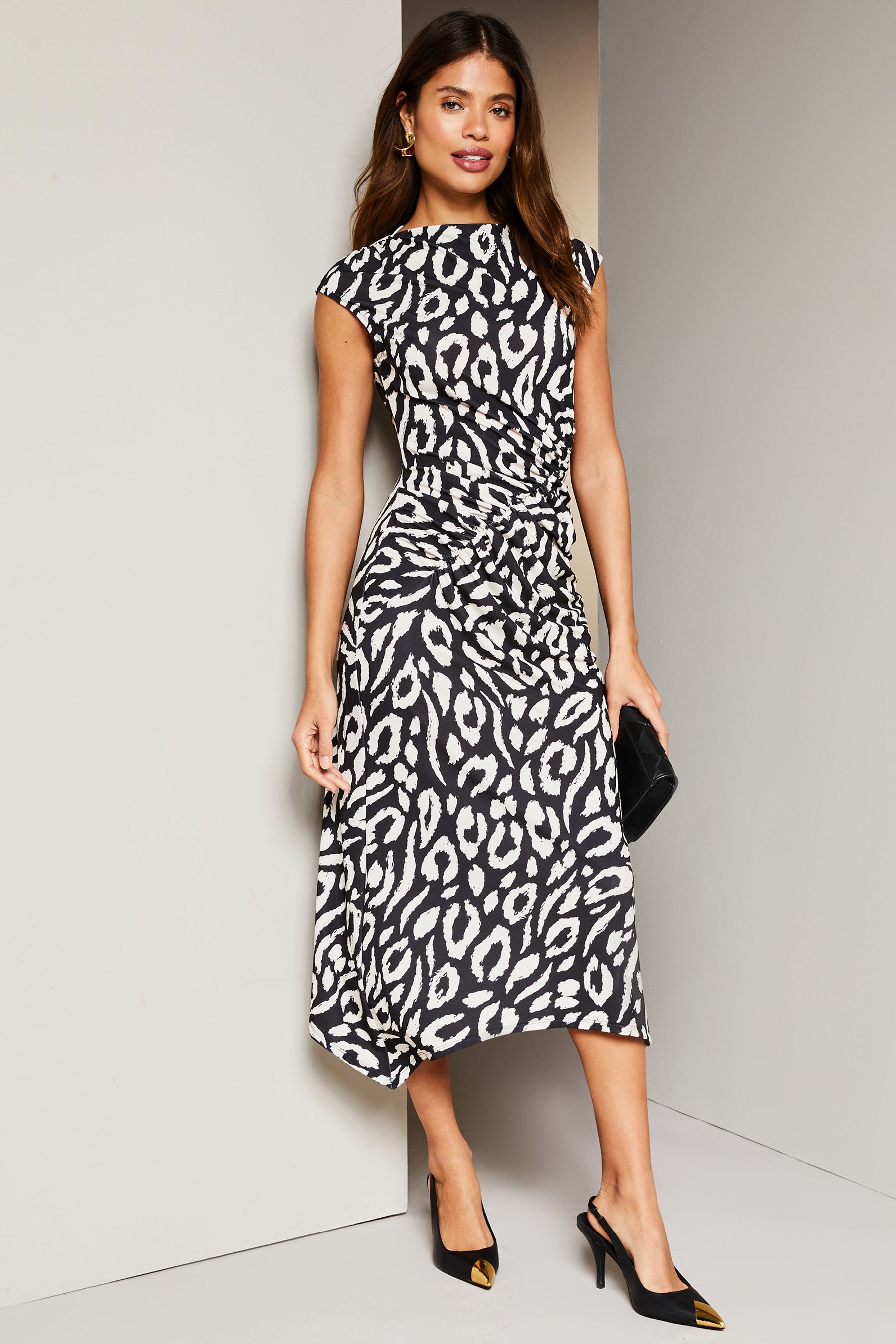 Lipsy sleeveless ruched jersey dress 2025