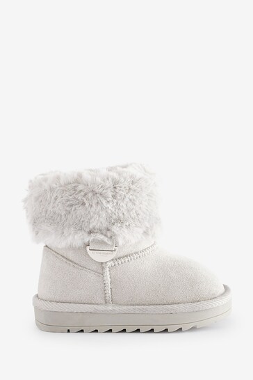 River Island Grey Girls Faux Fur Lined Boots