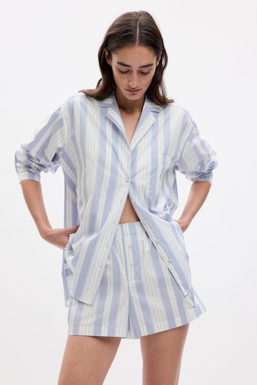 Gap Blue & White Stripe Poplin Pyjama Shirt