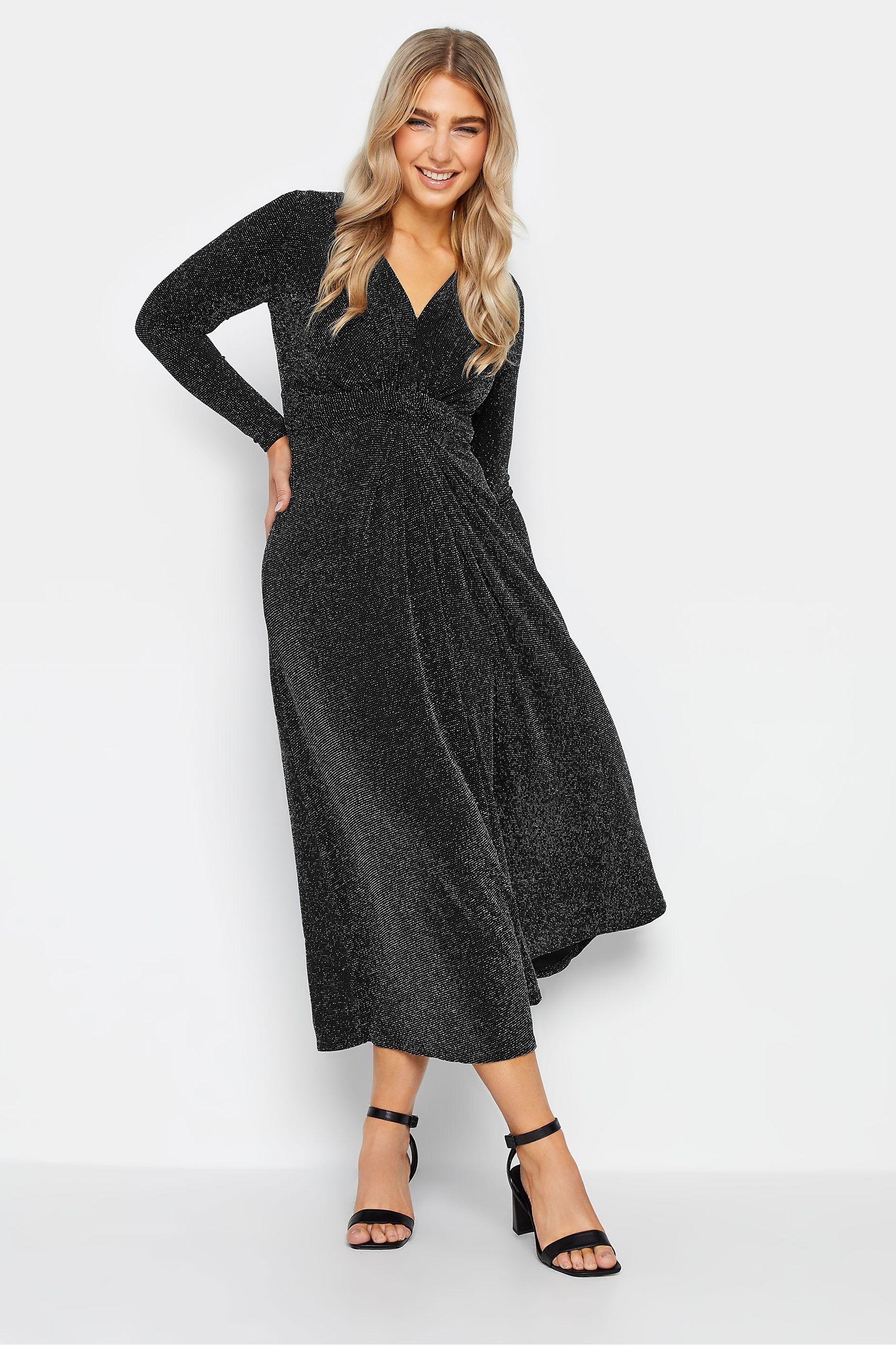 Buy M Co Silver Petite Twist Front Party Midi Dress from the Next