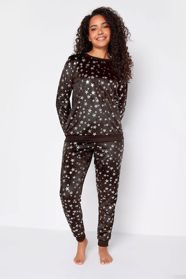 M&Co Black Foil Minky Fleece Pyjamas Set