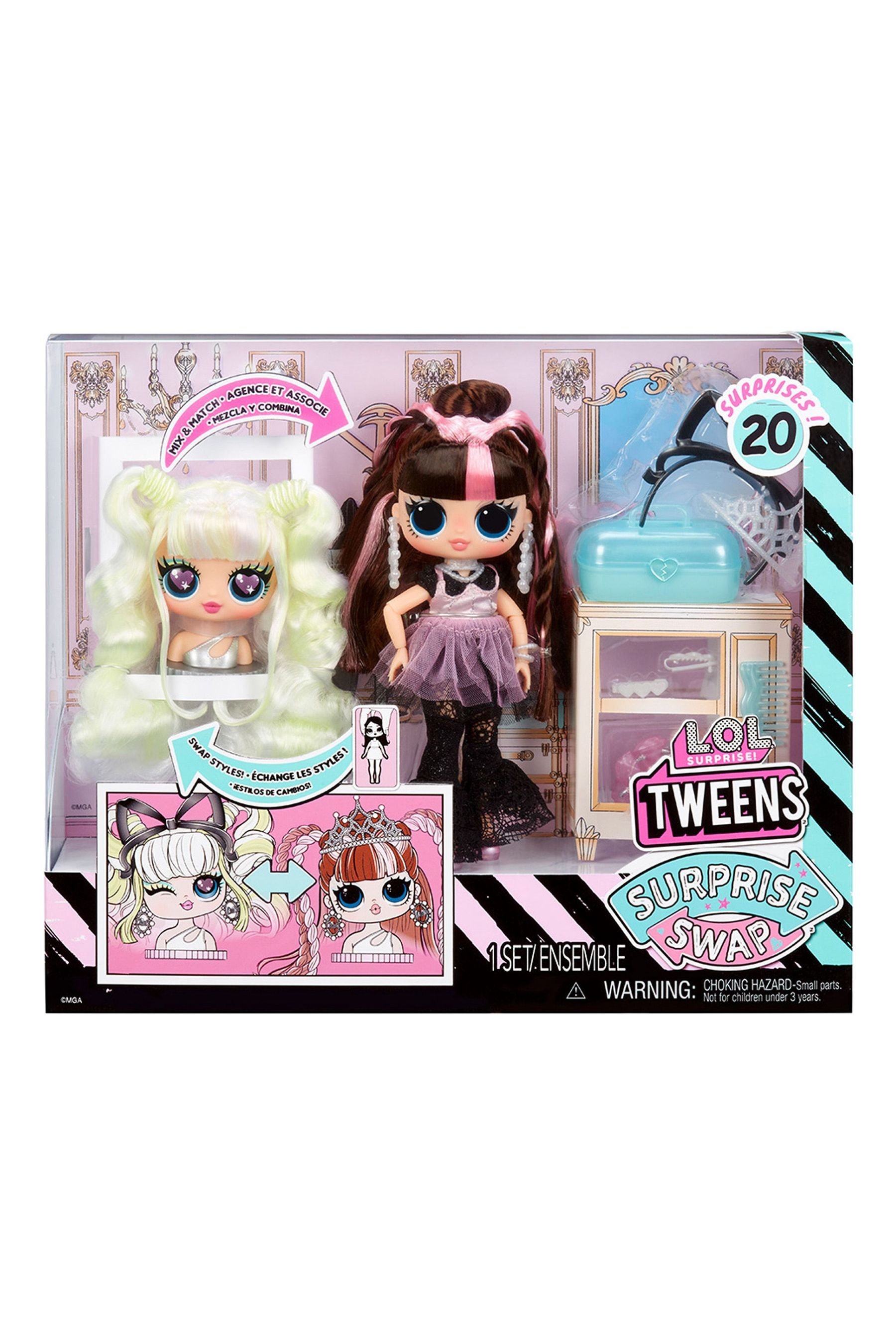 Black and white hair lol doll deals