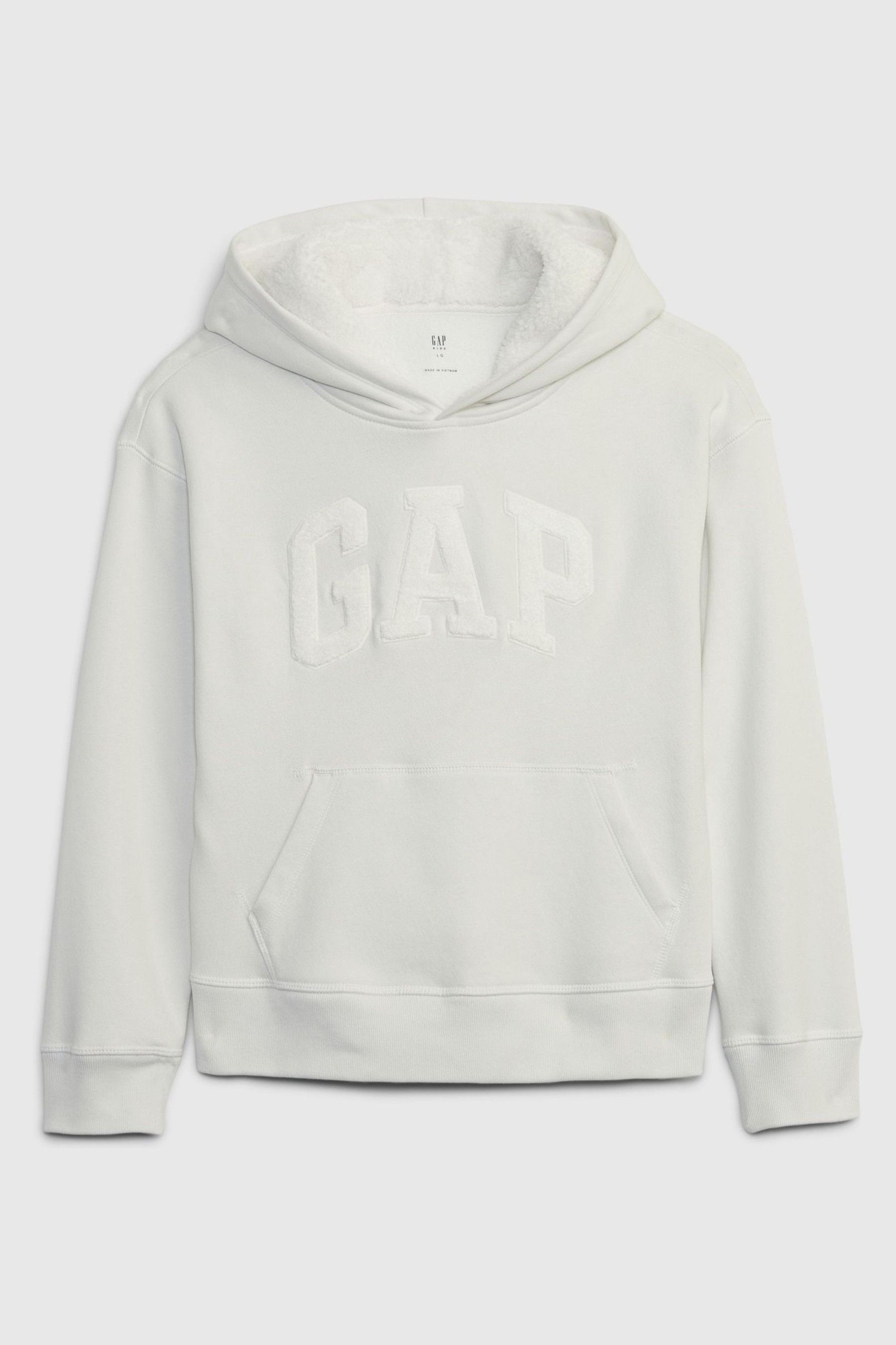 Gap White Arch Logo Sherpa Fleece Hoodie