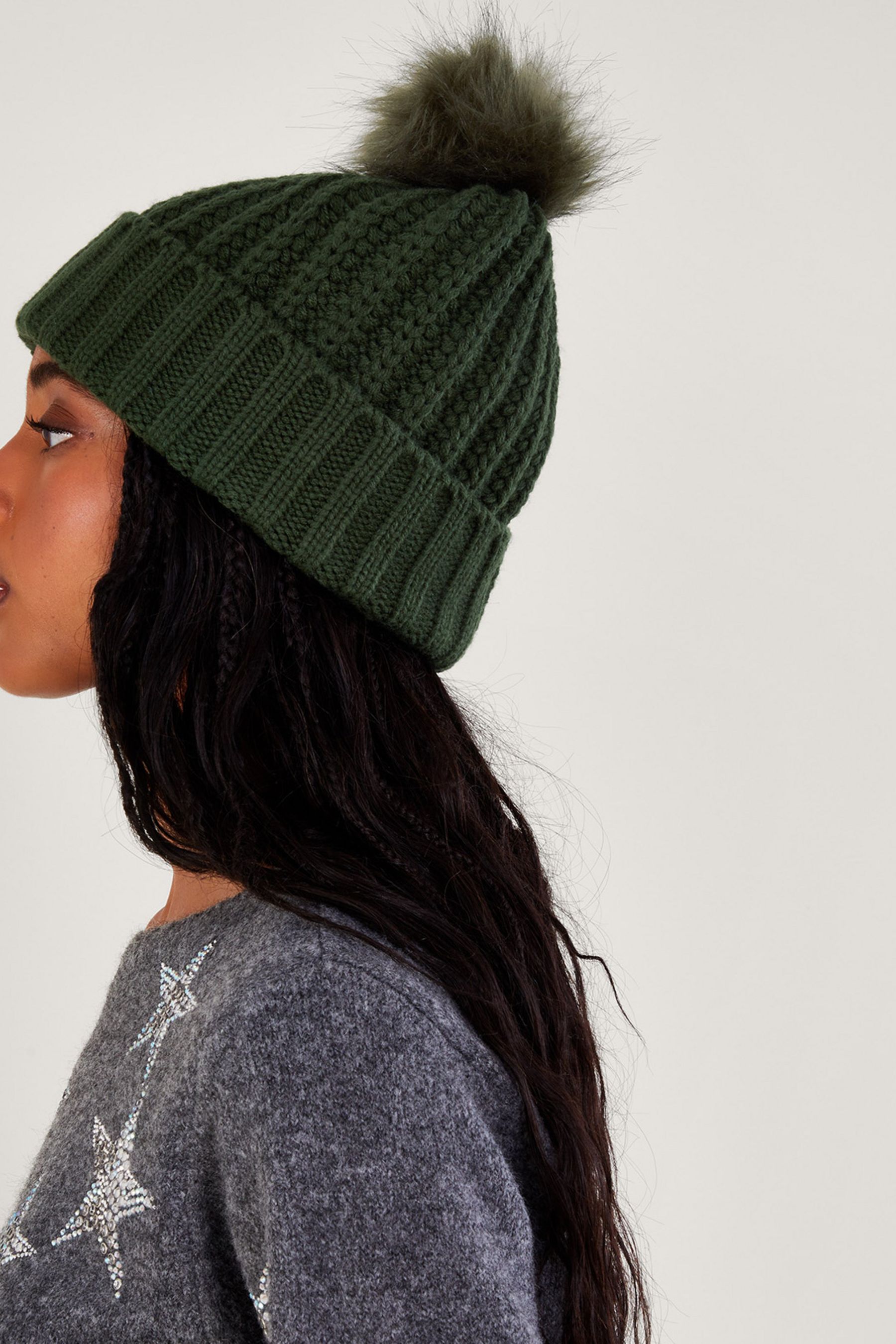 Knitted bobble hat on sale