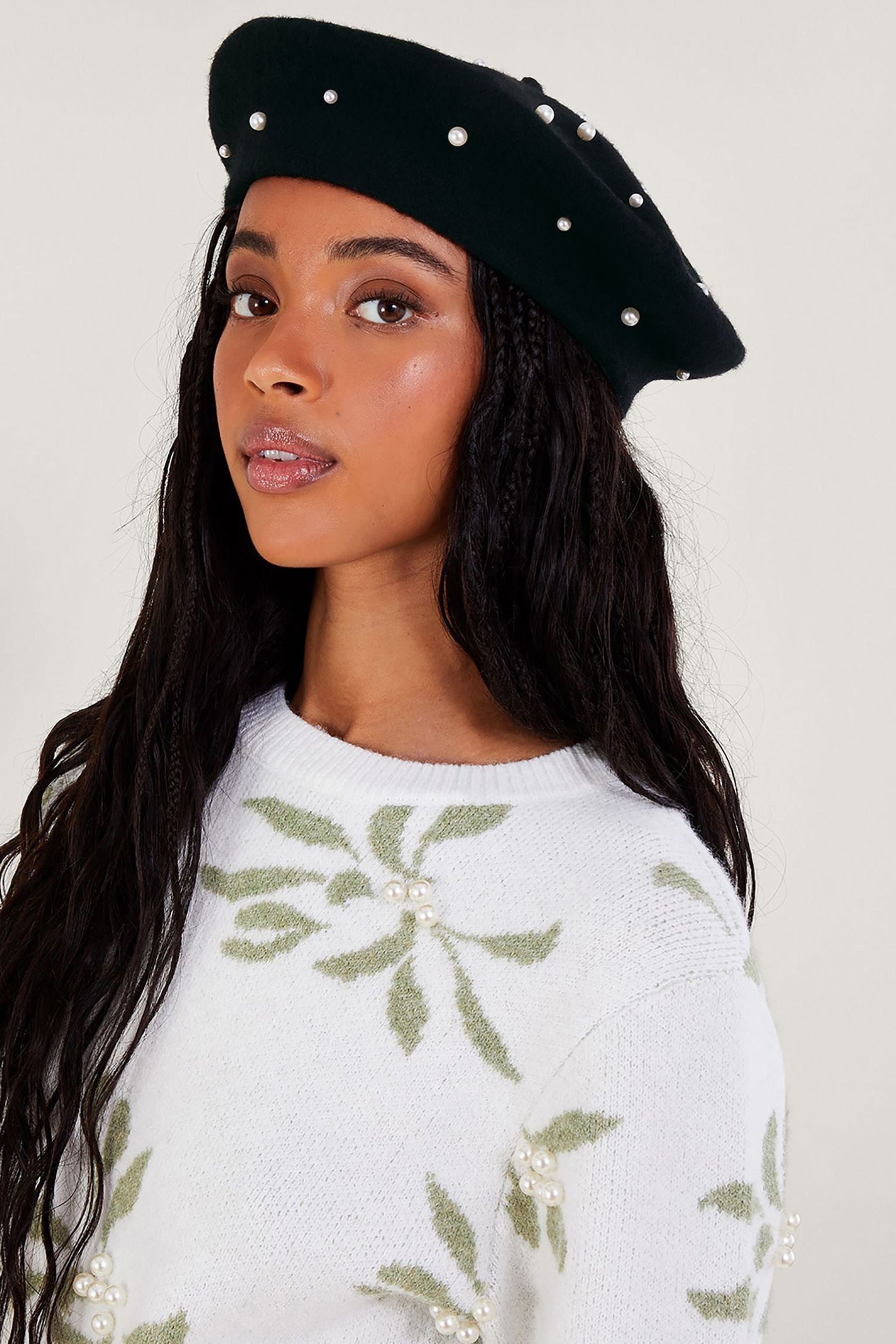 Buy Monsoon Pearl Wool Beret Hat from the Next UK online shop