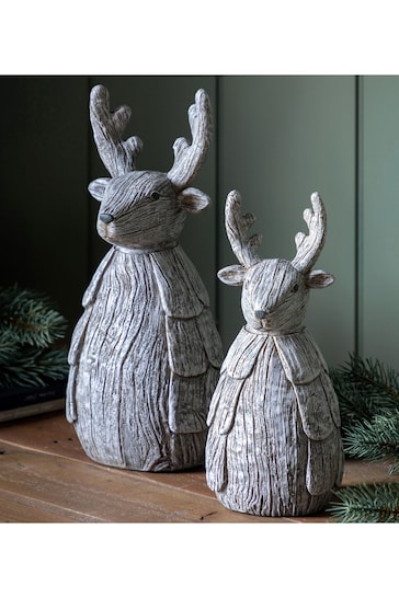Gallery Home Grey Large Christmas Rustic Reindeer 140x130x330mm