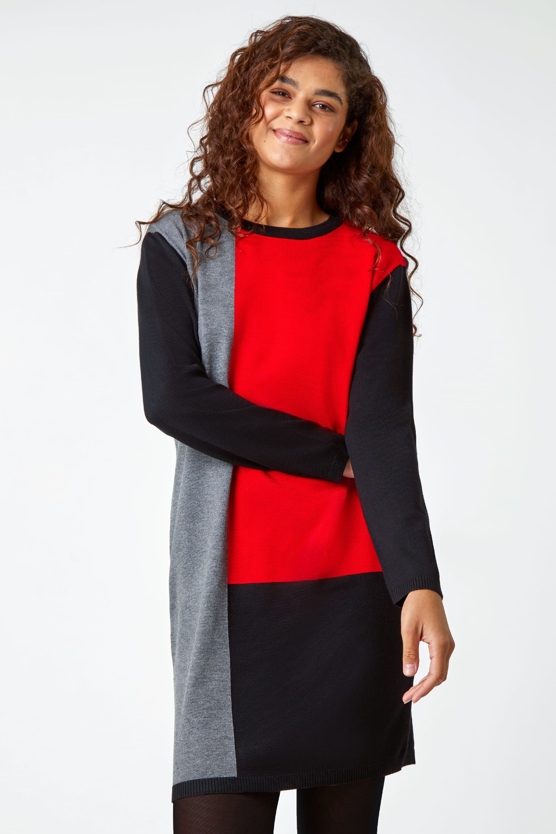 Long red jumper top dress