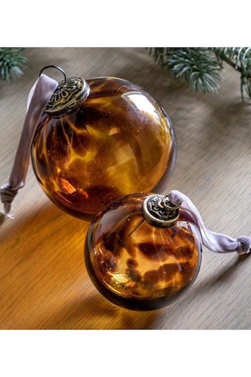 Gallery Home Brown Christmas Lola Baubles (Set of 4) 100x100x100mm