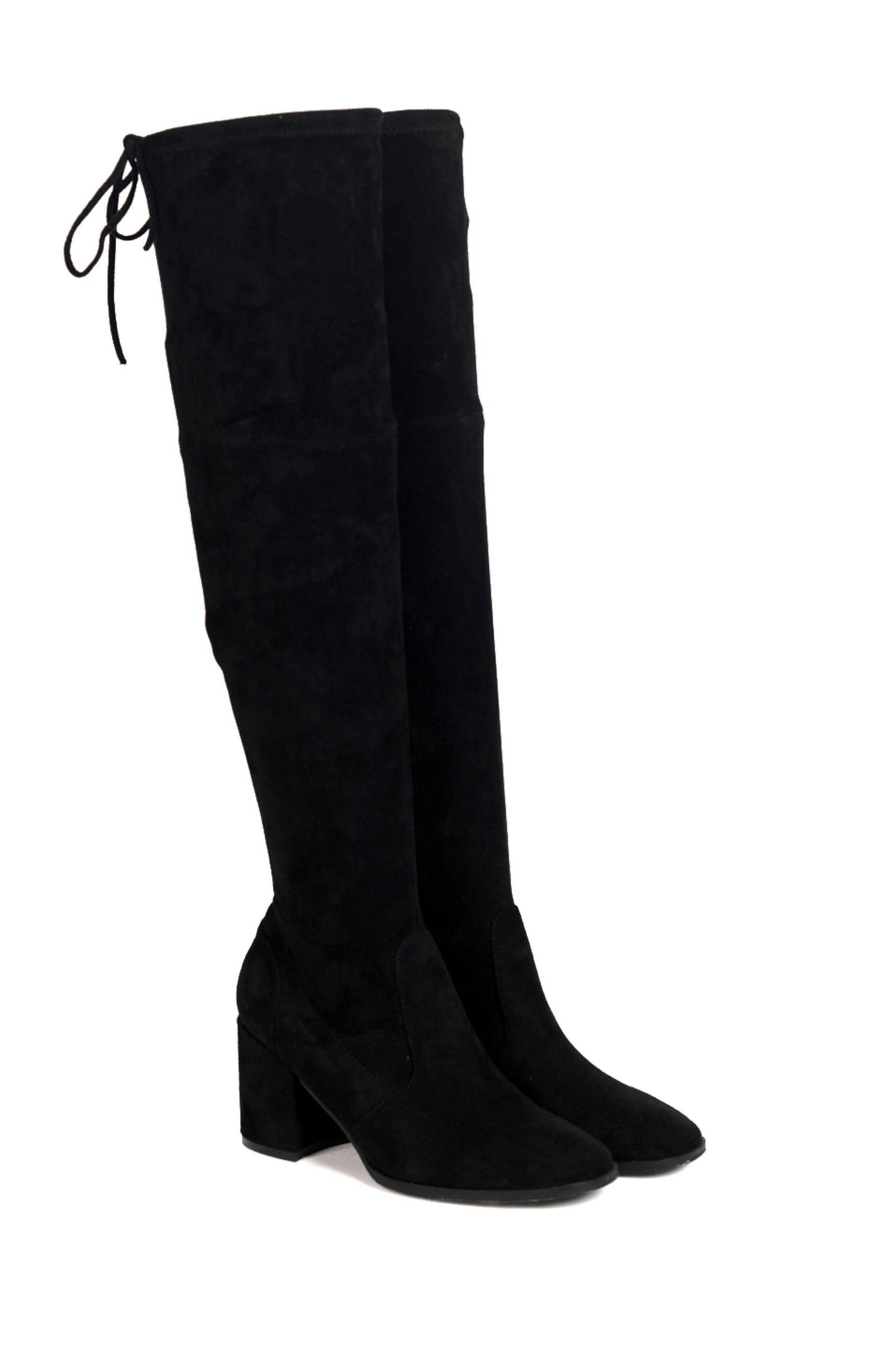 Linzi Black Axel Block Heeled Over The Knee Boots