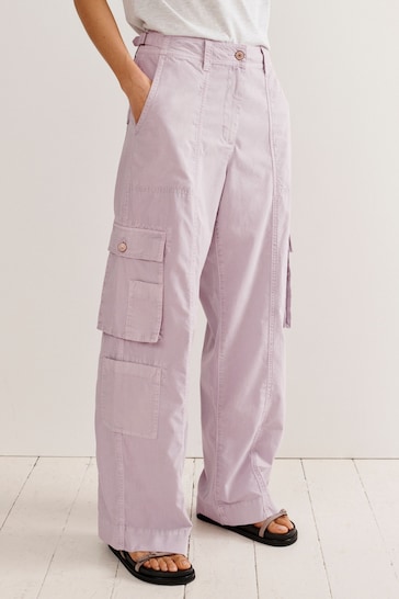 Lilac Purple Adjustable Waist Cargo Trousers