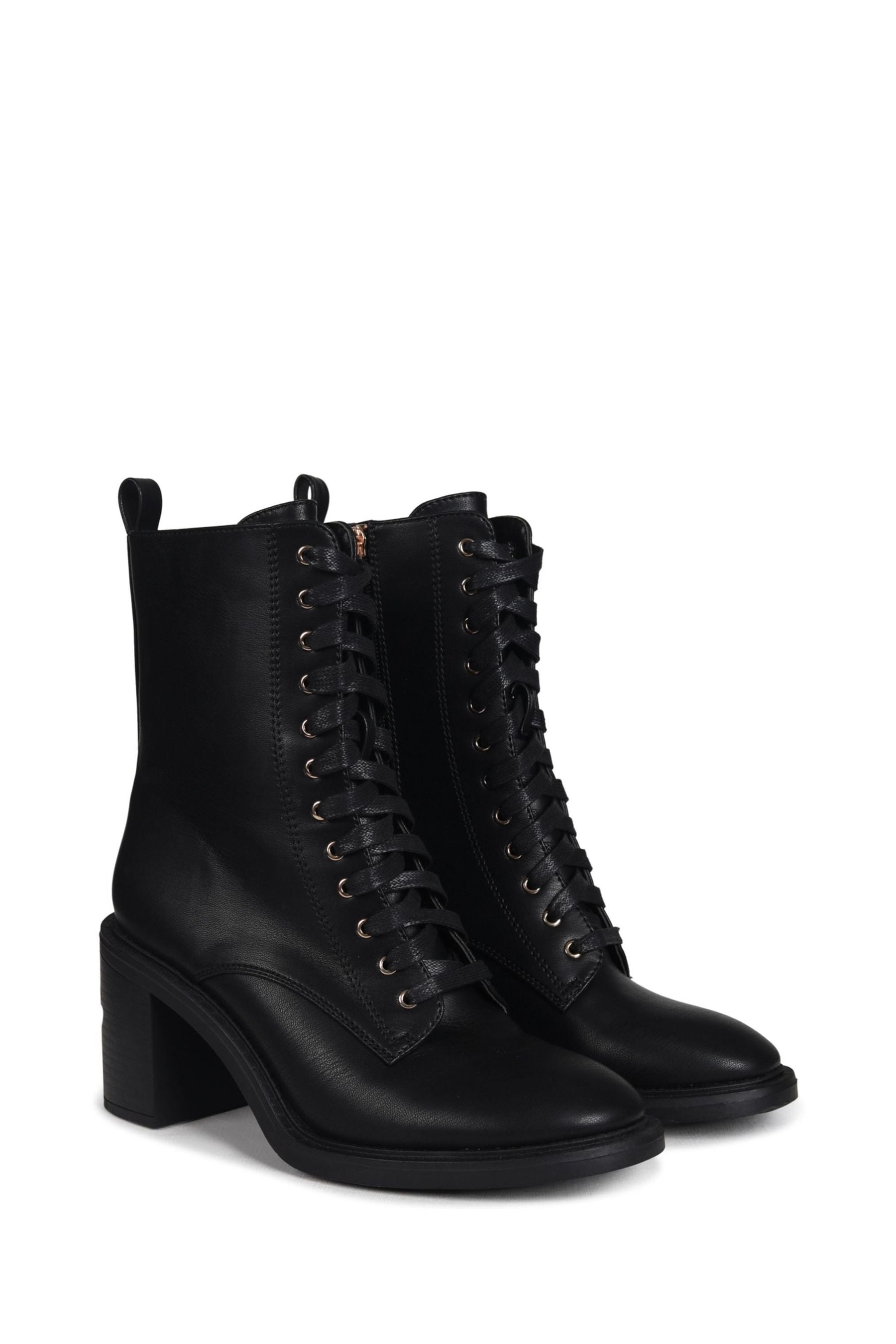 Buy Linzi Black Rylie Lace Up Block Heel Ankle Boots from the Next