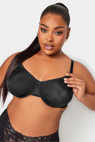 Yours Curve Black Smoothing Moulded Microfibre Underwired Non Padded Bra
