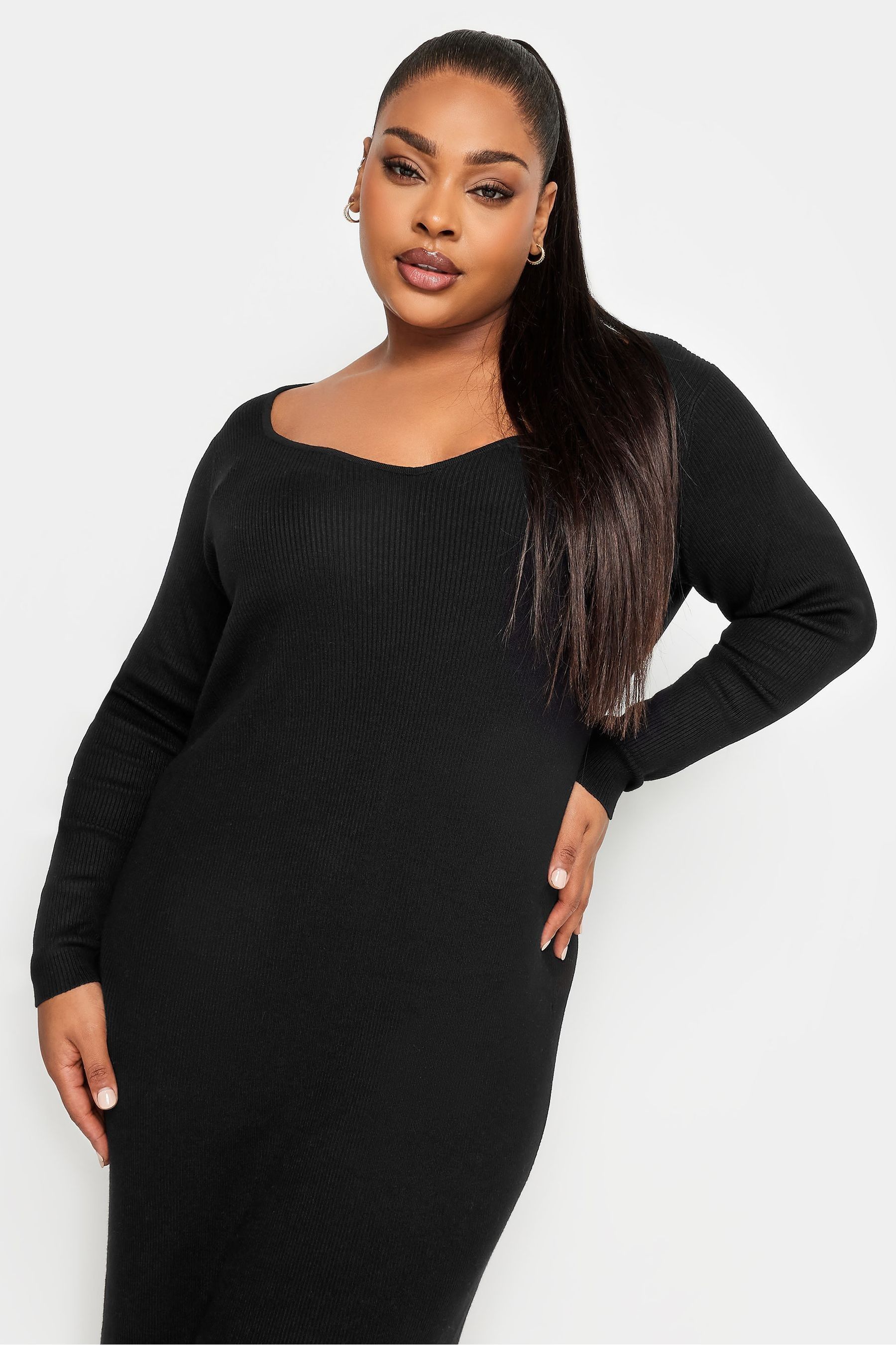 Buy Yours Curve Black Sweetheart Neck Dress from the Next UK
