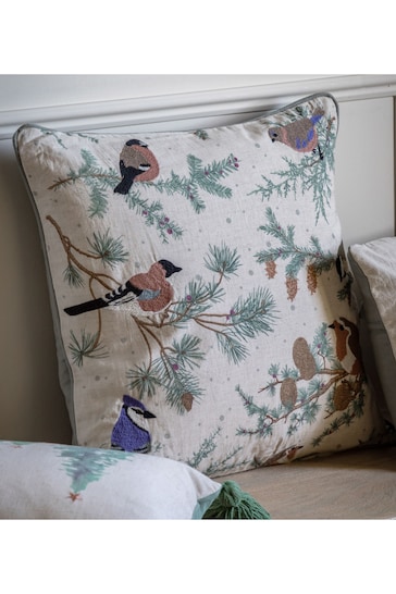 Gallery Home Green Christmas Birds Cushion Cover 45x45cm