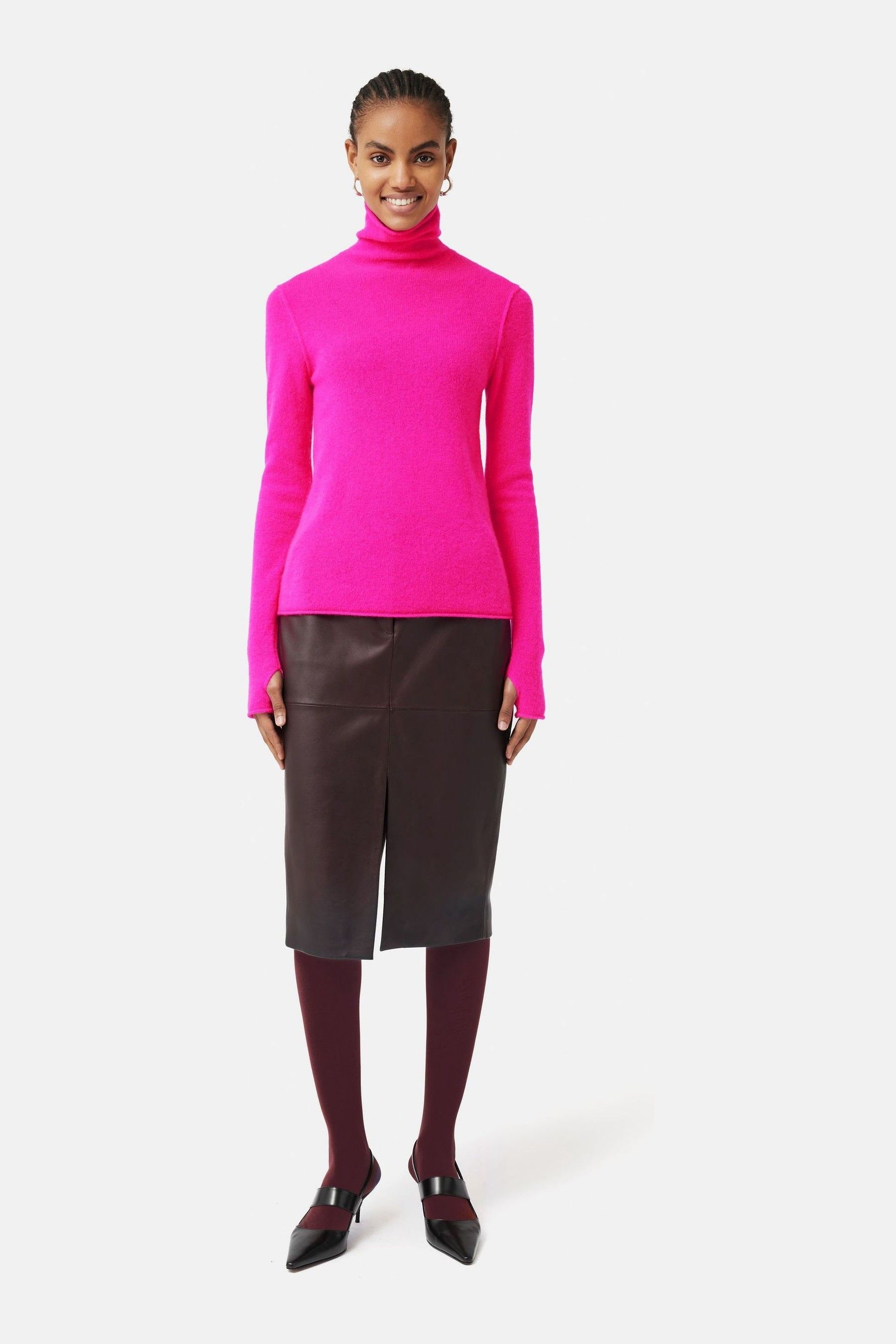 Jigsaw Pink Cloud Cashmere Roll Neck Jumper