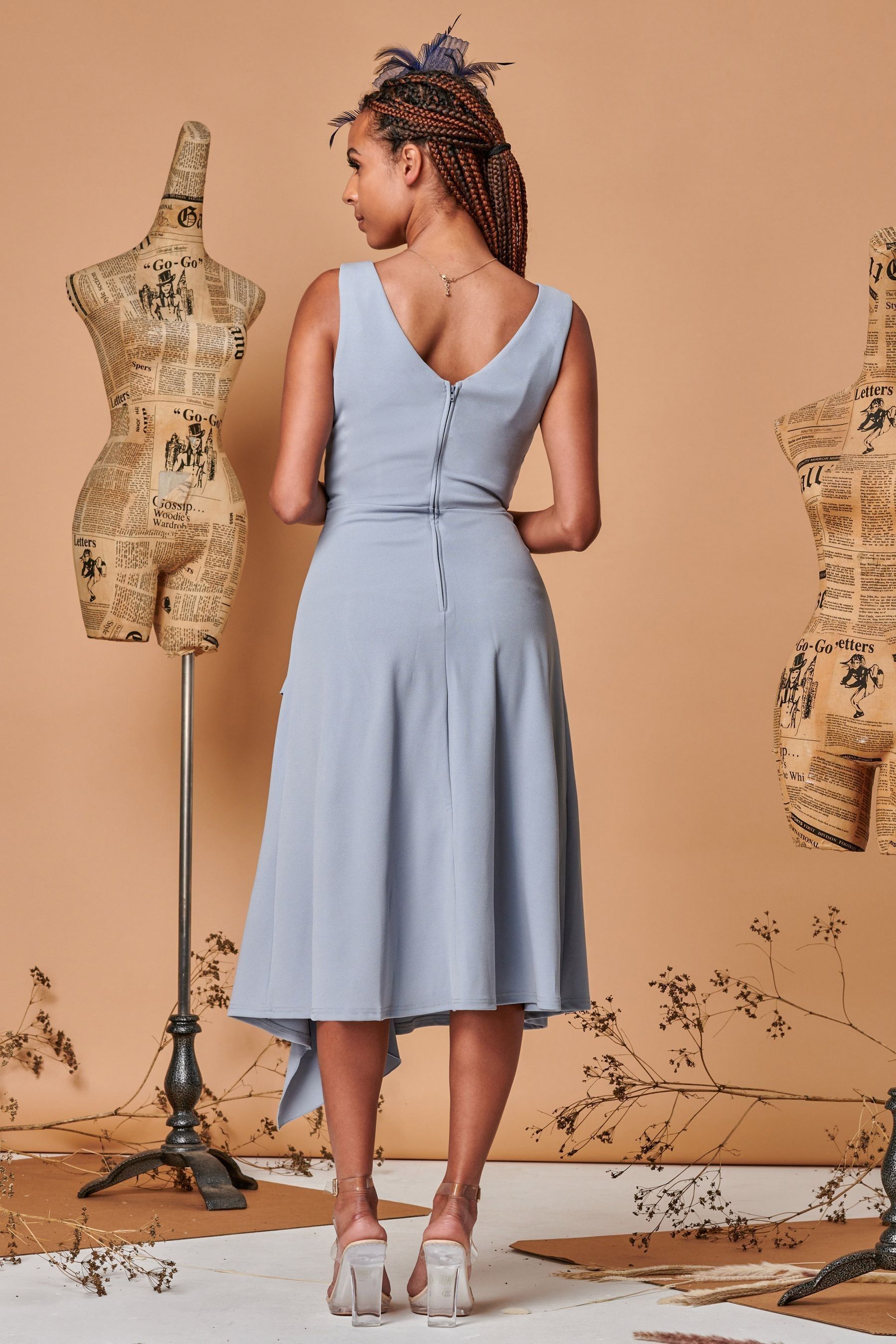 Ruffle detail midi dress clearance