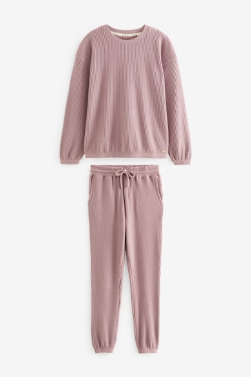 Pink Soft Waffle Long Sleeve Pyjamas