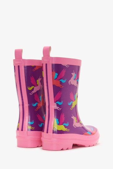 Hatley Purple Pretty Pegasus Shiny Rain Boots & Matching Socks