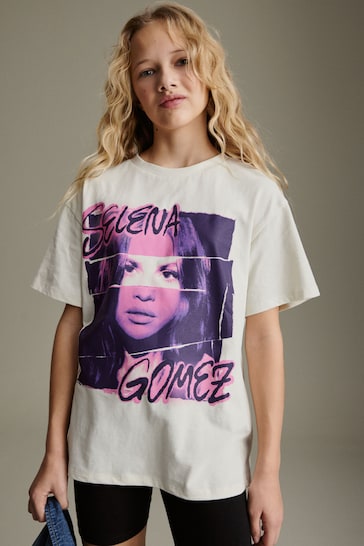 White Selena Gomez Oversized License T-Shirt (3-16yrs)