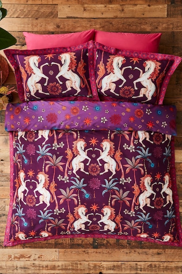Joe Browns Purple Hypnotic Horses Reversible Bed Set