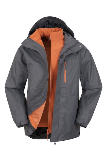 Mountain Warehouse Grey Mens Bracken Extreme Waterproof 3-In-1 Jacket