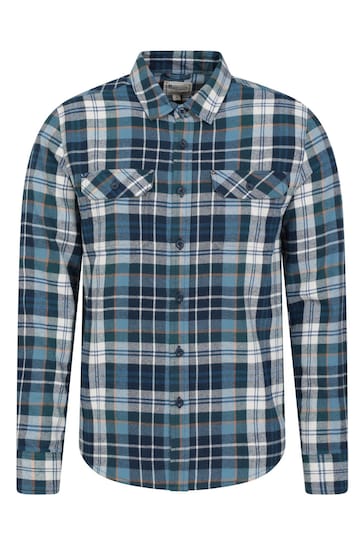 Mountain Warehouse Blue Dark Mens Trace Flannel Long Sleeve Shirt