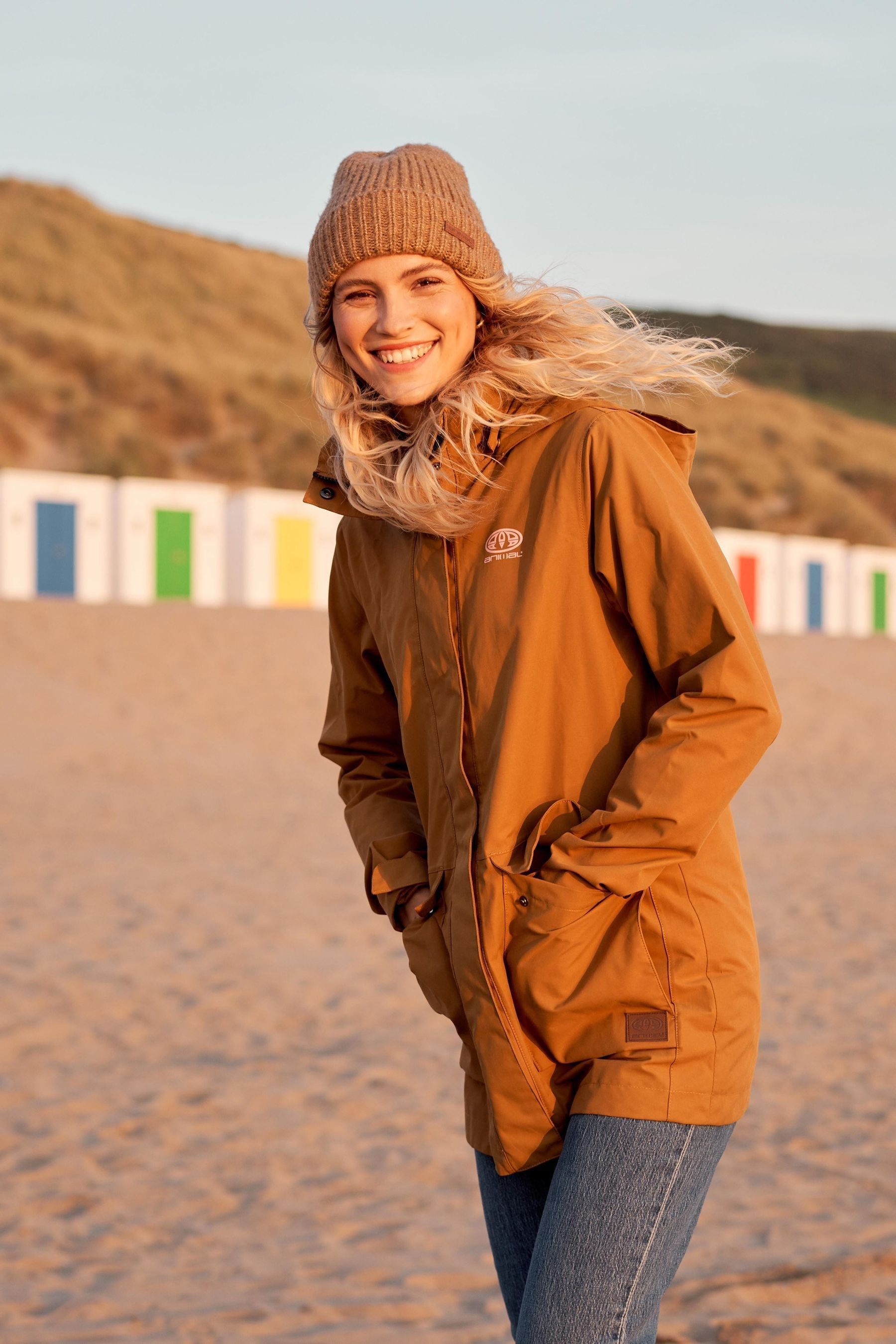 Buy Animal Yellow Margate Womens Recycled Waterproof Jacket from