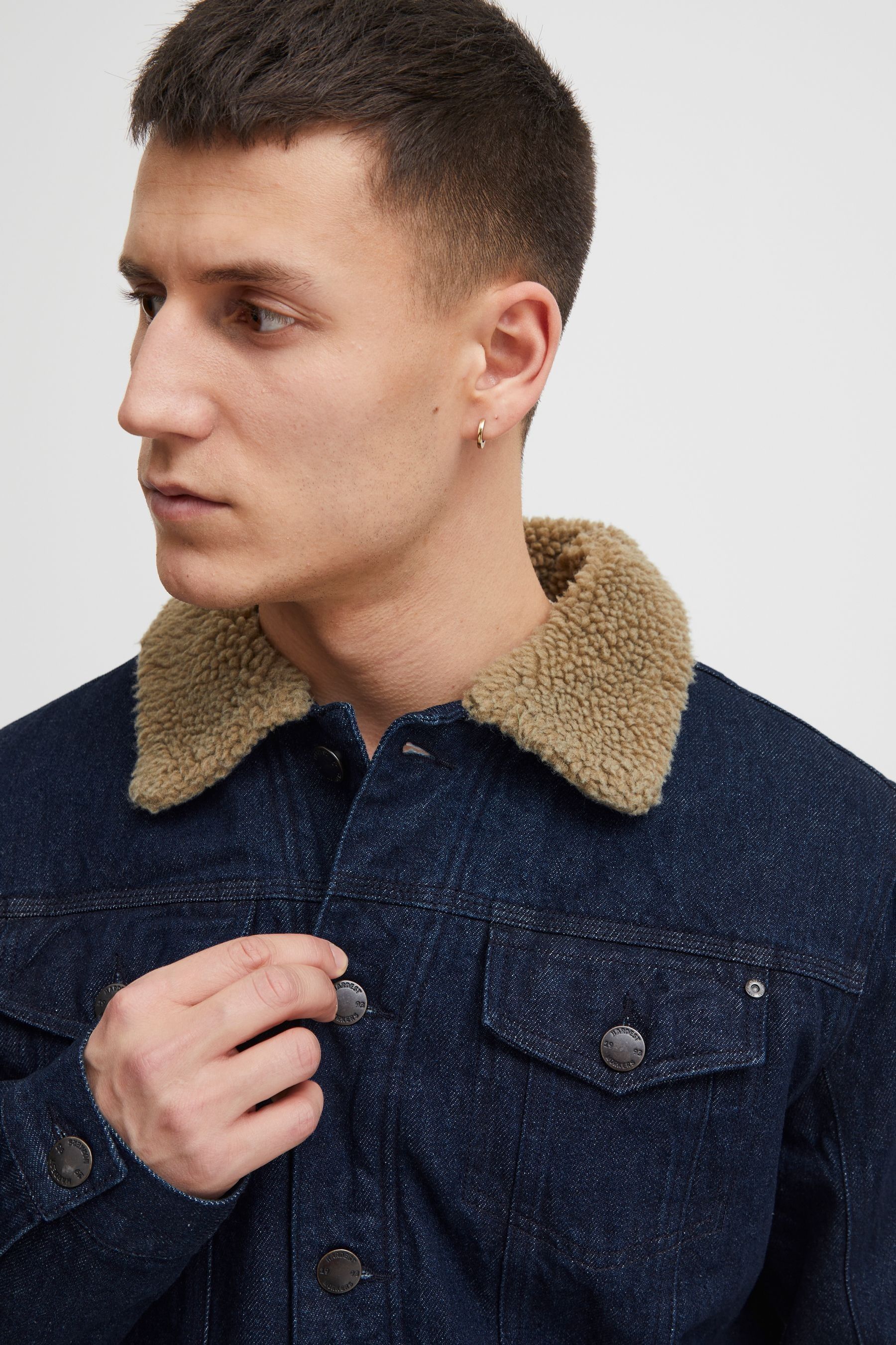 Mens denim jacket with fleece collar clearance