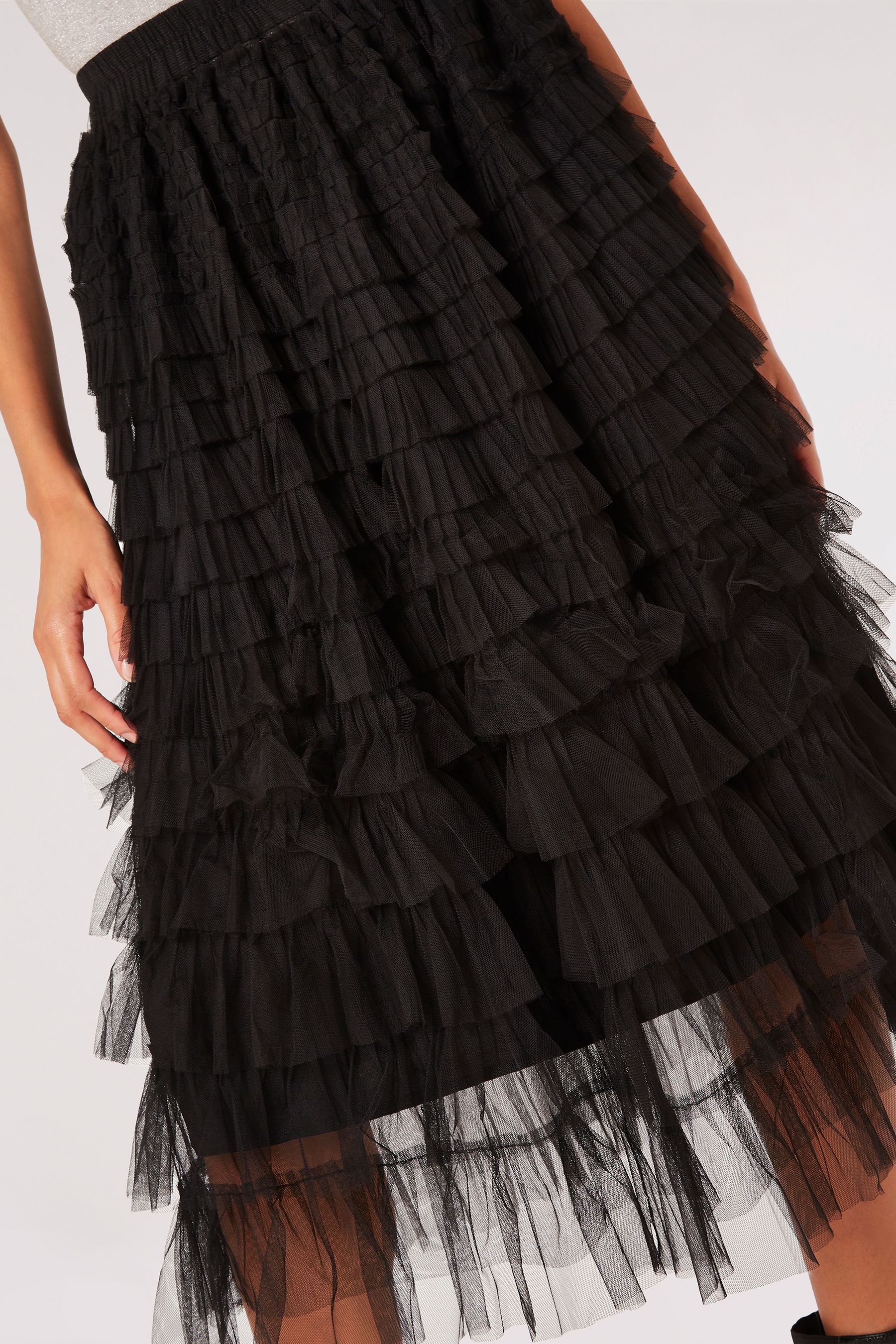 Buy Apricot Black Tulle Layered Midi Skirt from the Next UK online shop