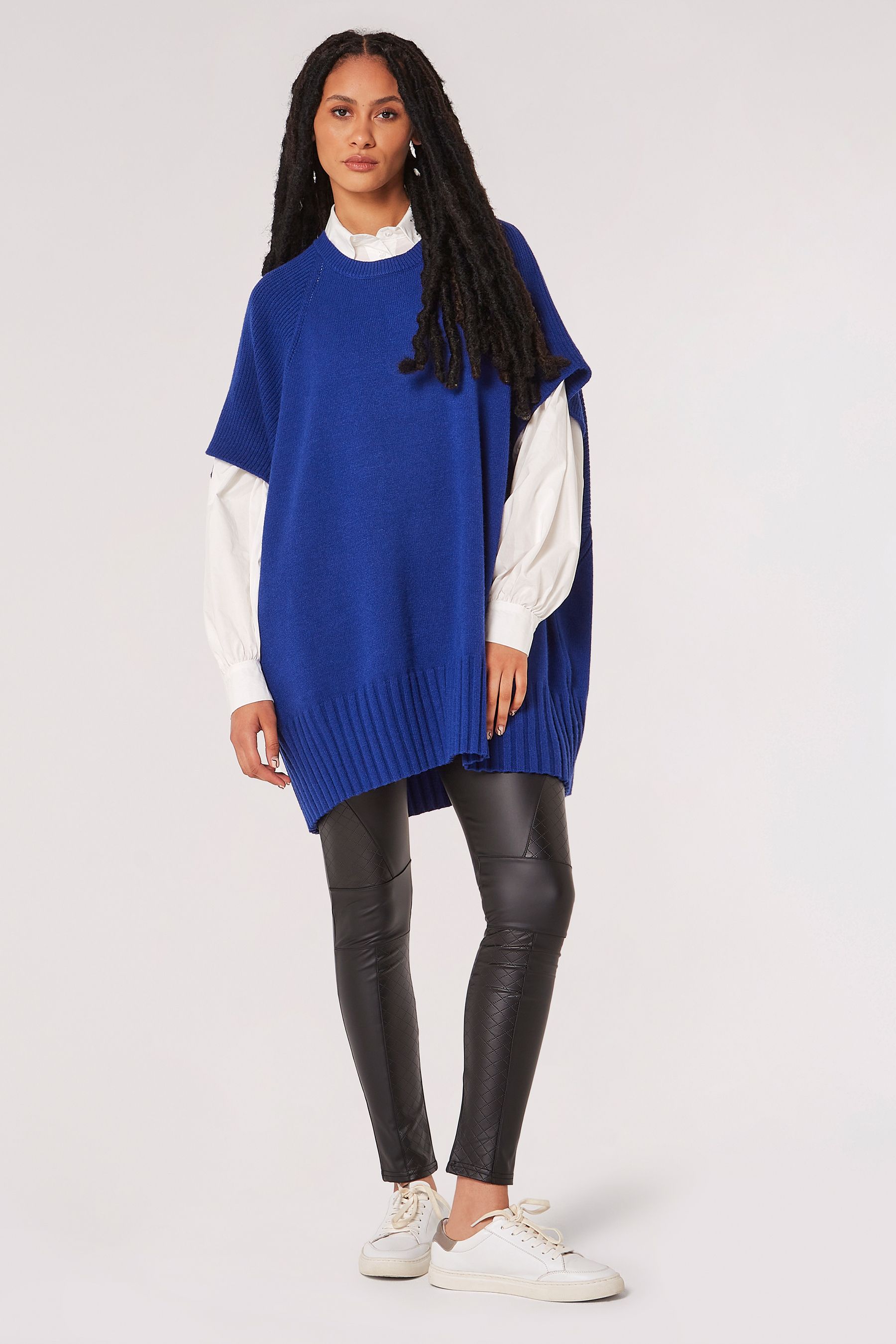 Buy Apricot Blue Mixed Panel Oversize Poncho Jumper from the Next