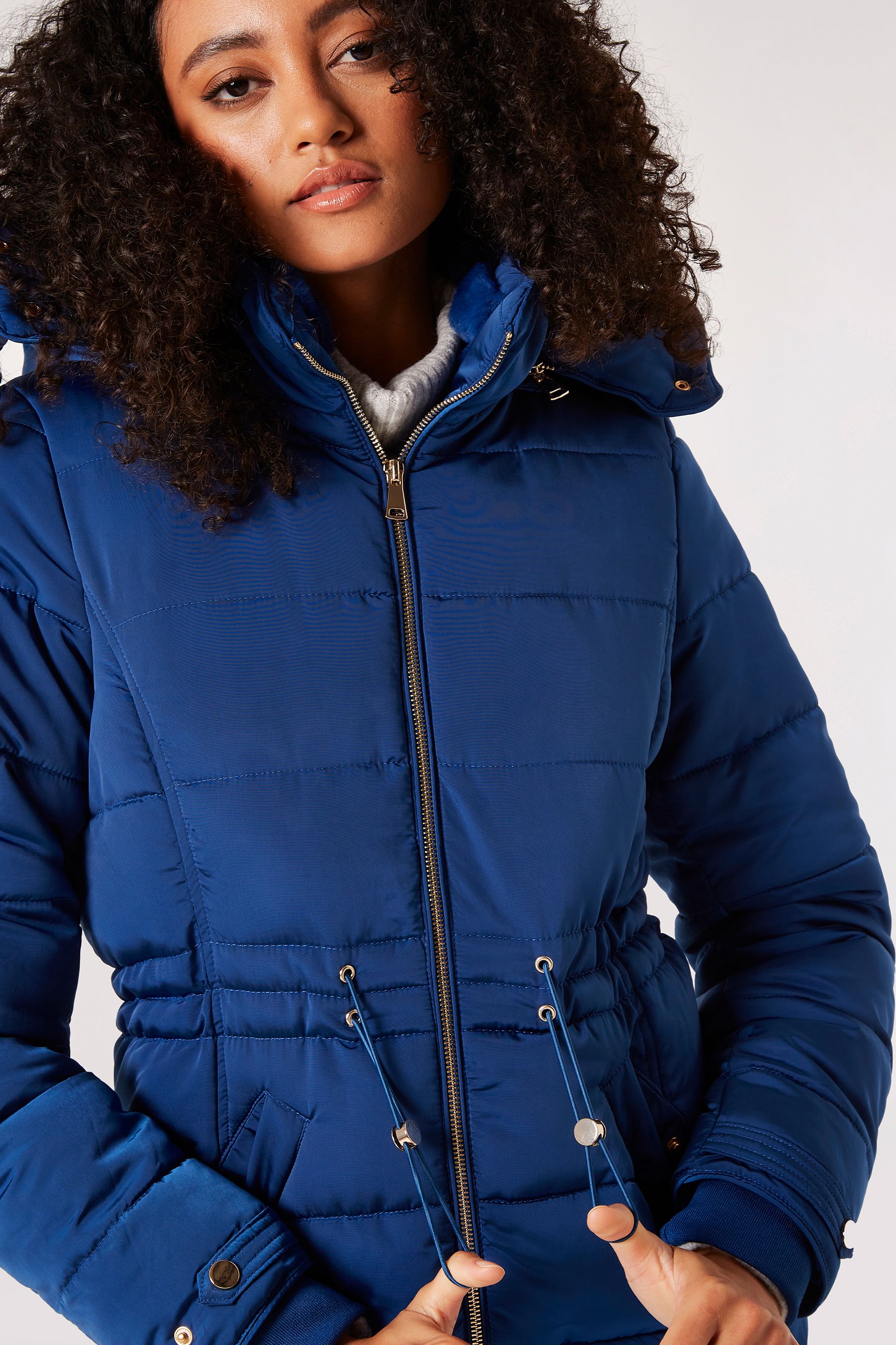 Faux fur lined puffer coat clearance