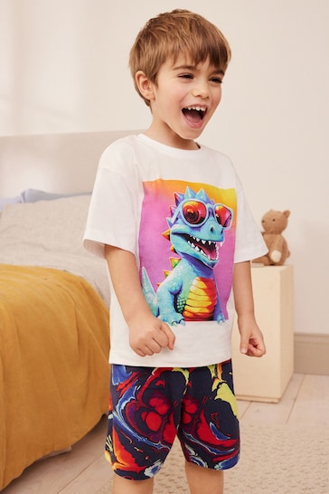 Multi Bright Dinosaur Single Short Pyjamas (9mths-8yrs)