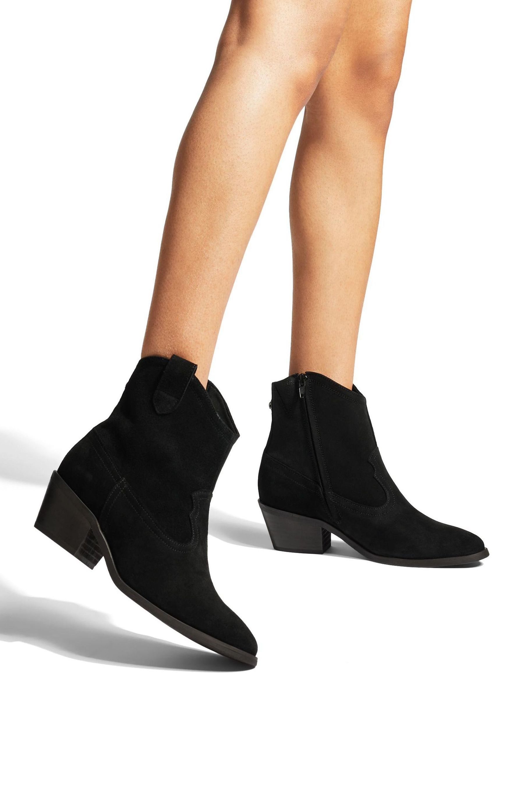 Kurt geiger black leather sales western heeled ankle boots
