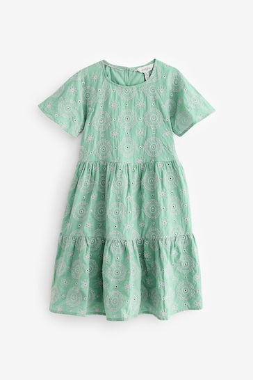 Joules Sunshine Green Tiered Woven Dress