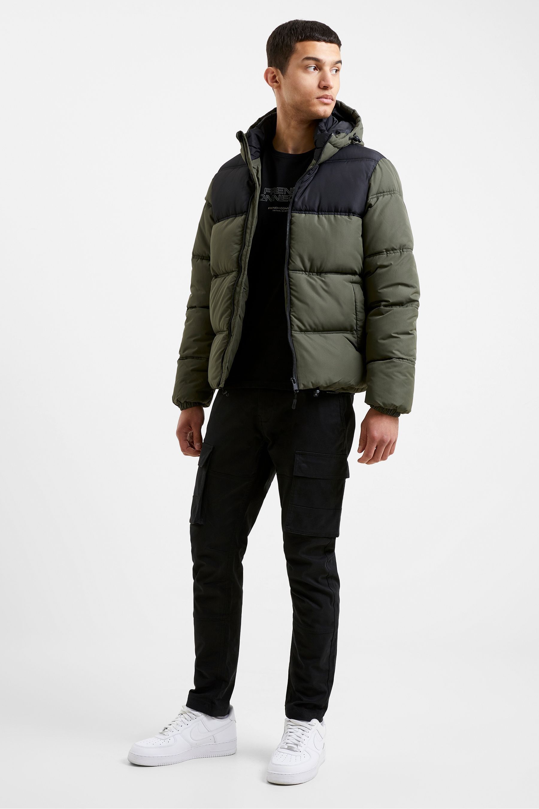 Buy French Connection Black Khaki Green Mid Length Row Panel