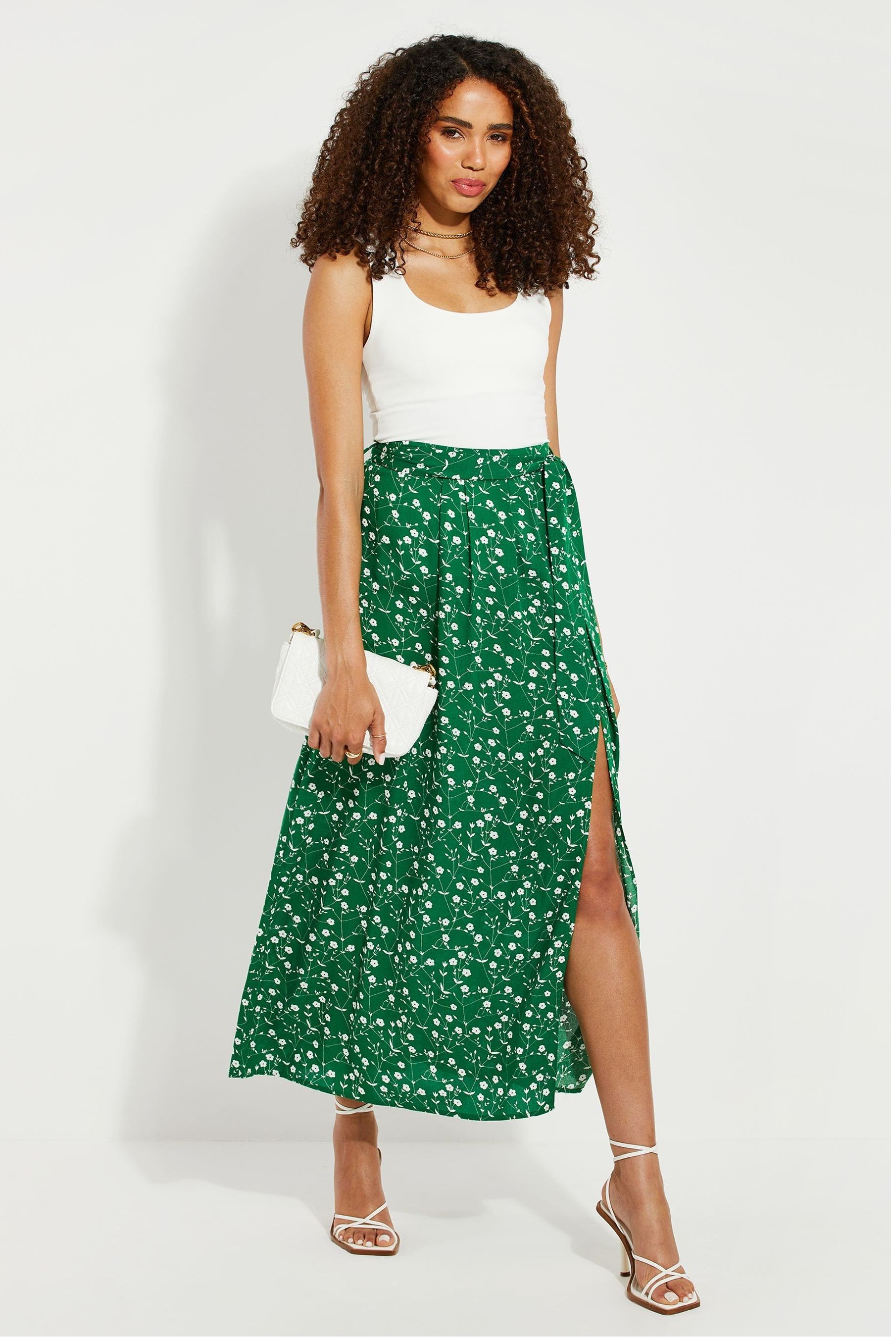 Bright green top midi skirt