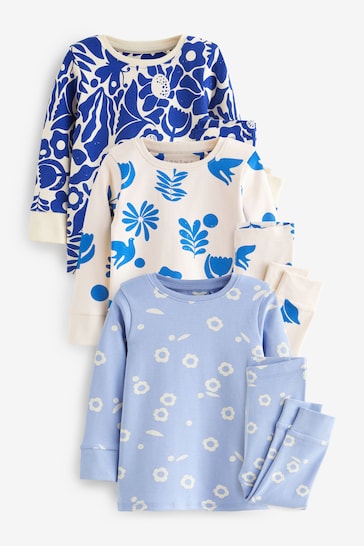 Blue Floral Pyjamas 3 Pack (9mths-12yrs)