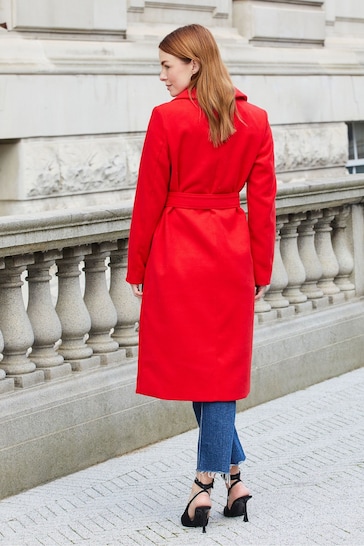 Threadbare Red Ladies Formal Belted Coat