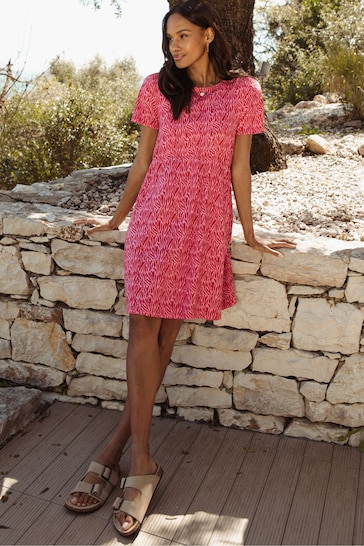 Threadbare Pink Mini Cotton Jersey Dress With Pockets