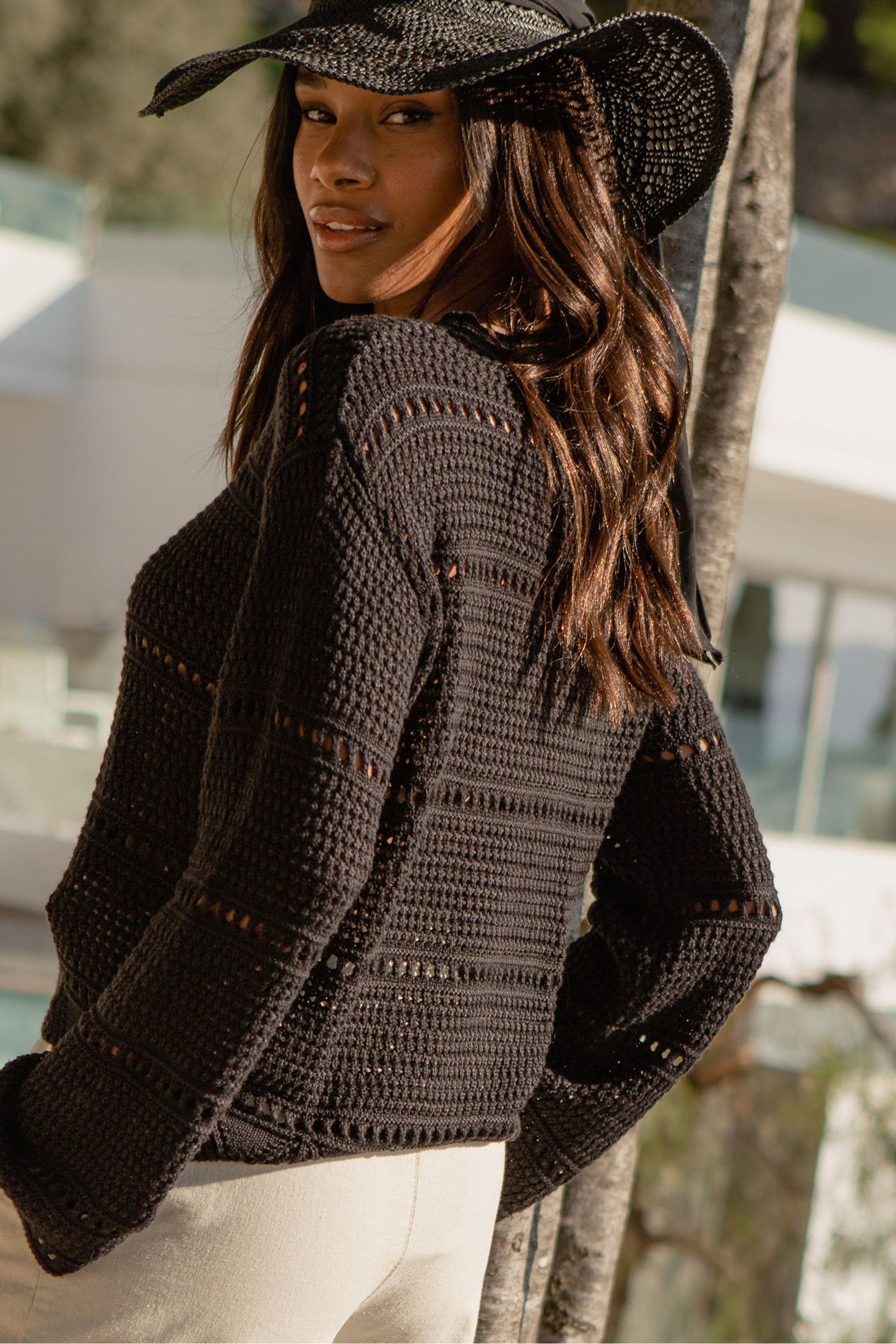 Black pointelle jumper 2025