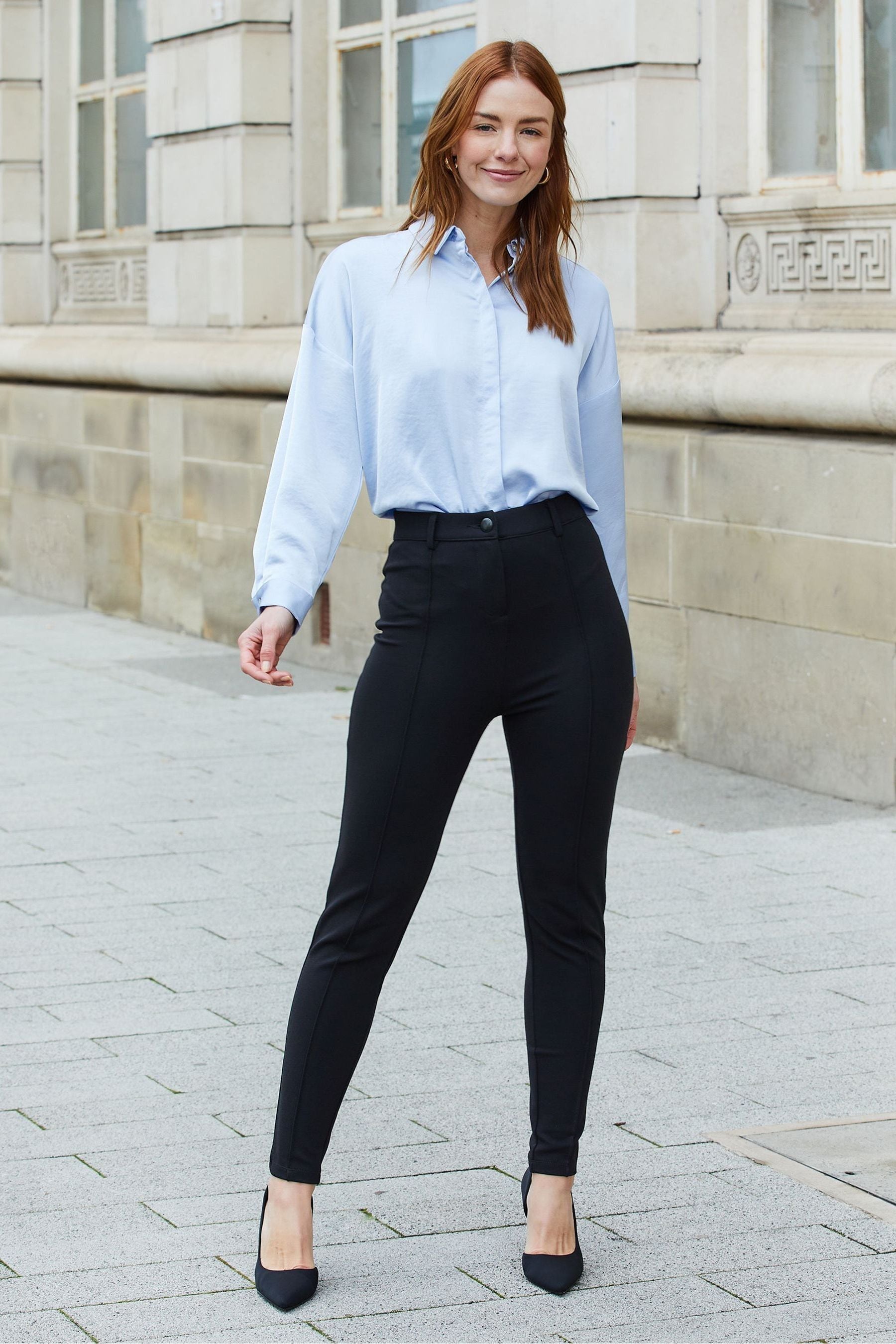 Black slim hot sale fit trousers womens