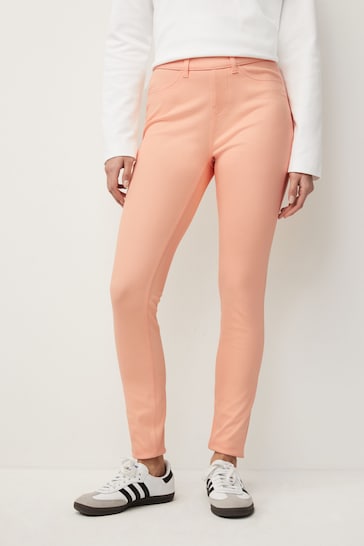 Peach Pink Jersey Denim Leggings